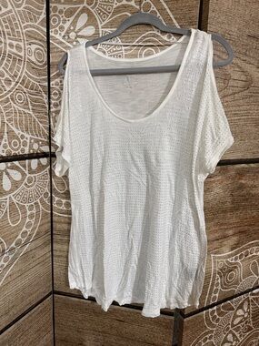 INC International Concepts White Eyelet Scoop Tank Top